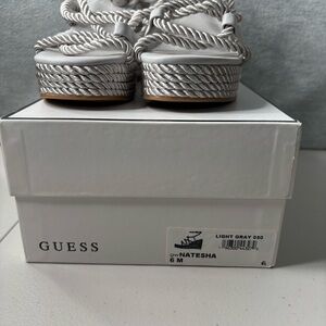 Guess Women Gray Rope 1” Platform Natesha Round Toe Wedge Heeled 6M